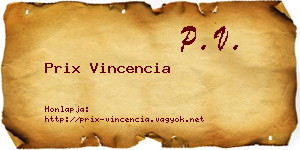 Prix Vincencia névjegykártya